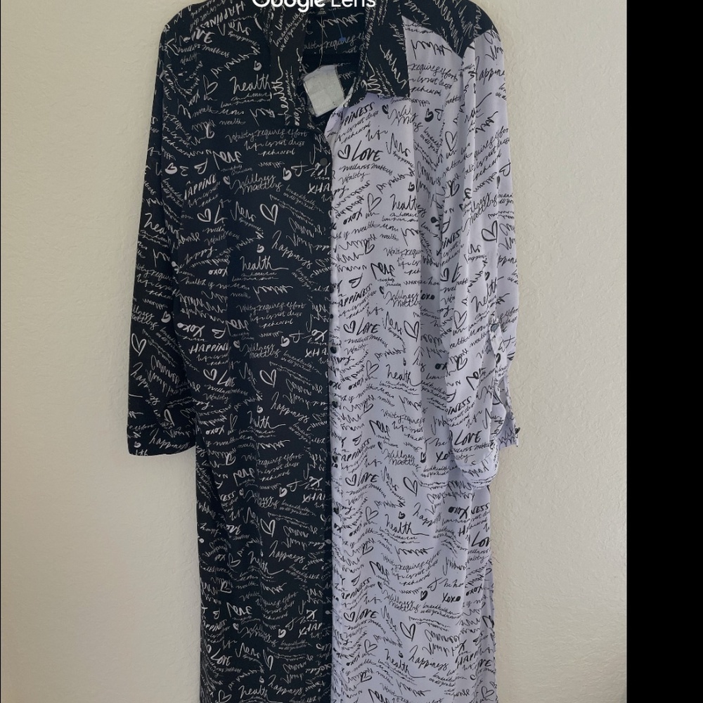Shirt Dress / Kimono Print Black and White